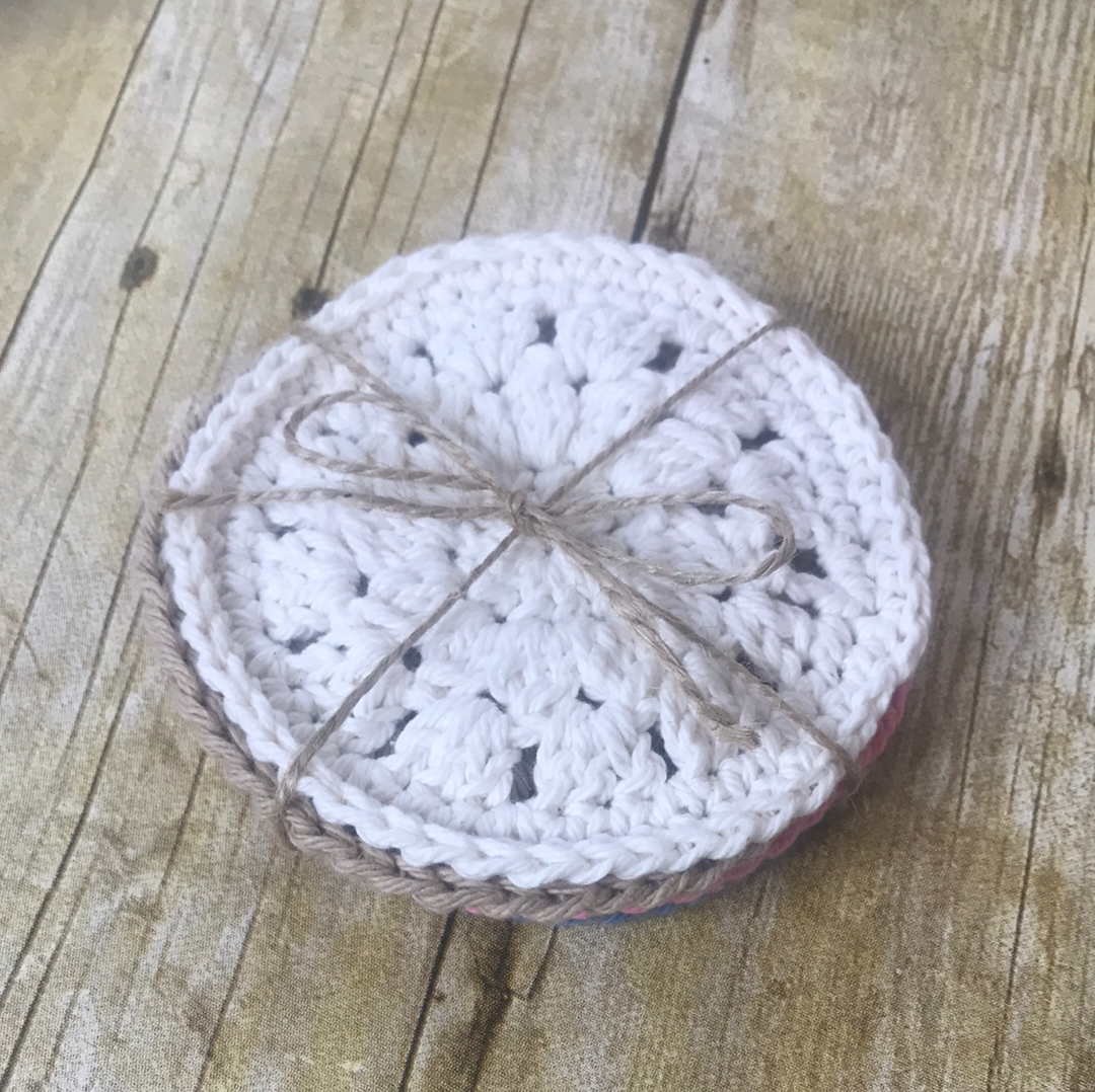 Crochet cotton coasters set of 2, 4, 6 or 8