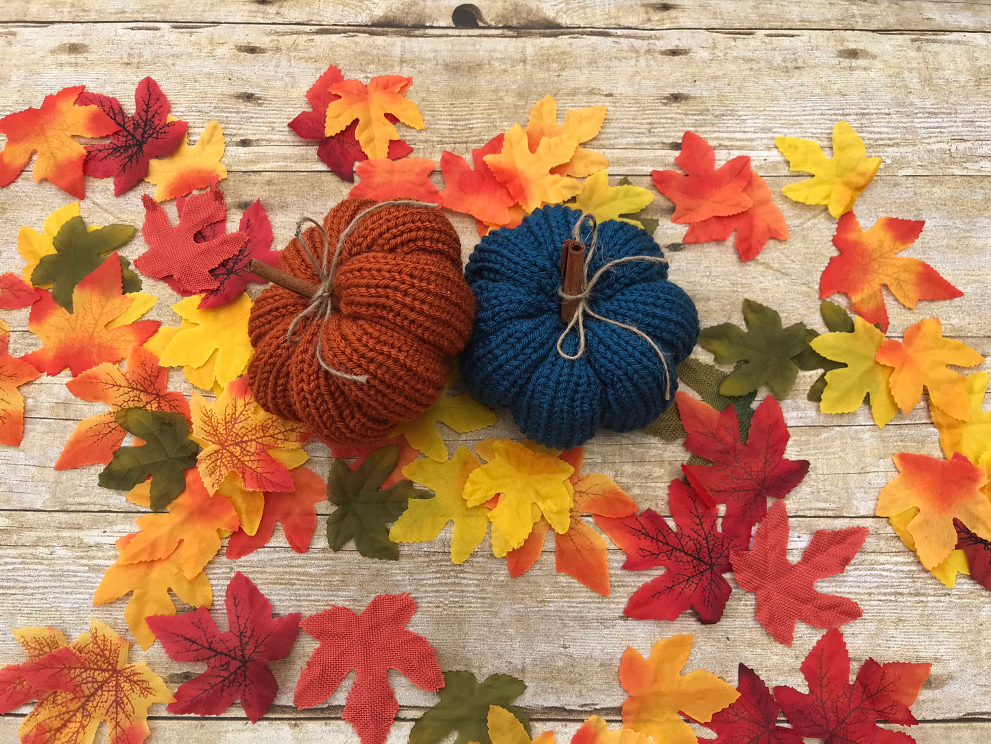 Handmade knitted pumpkins - fall home decorations