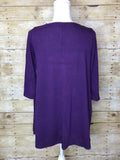BOAT NECK FLARED TOP WITH SIDE POCKETS - 3/4 Sleeves - Dark Purple