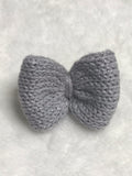 Girls knitted sparkle yarn hair bow - ponytail holder Christmas
