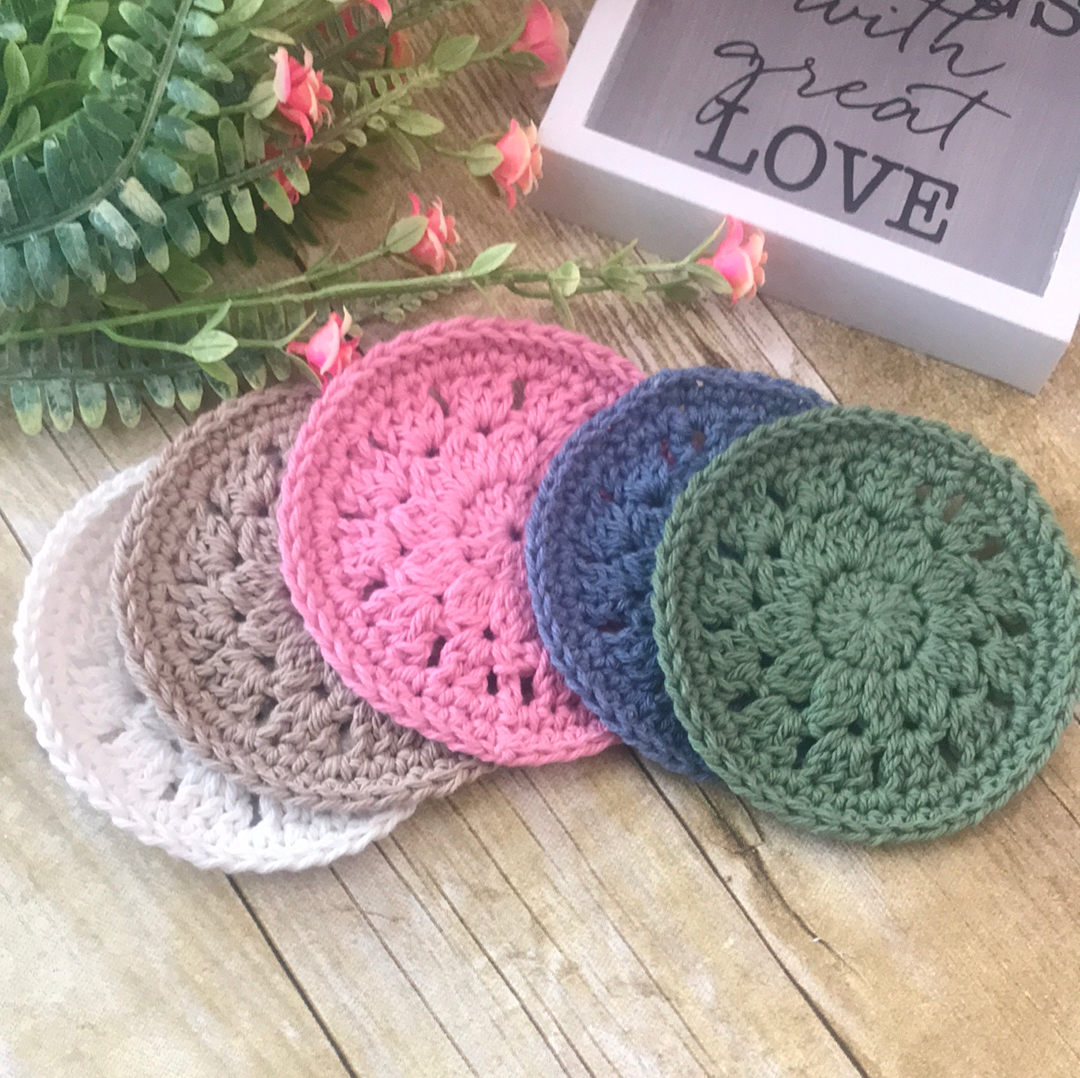 Crochet cotton coasters set of 2, 4, 6 or 8