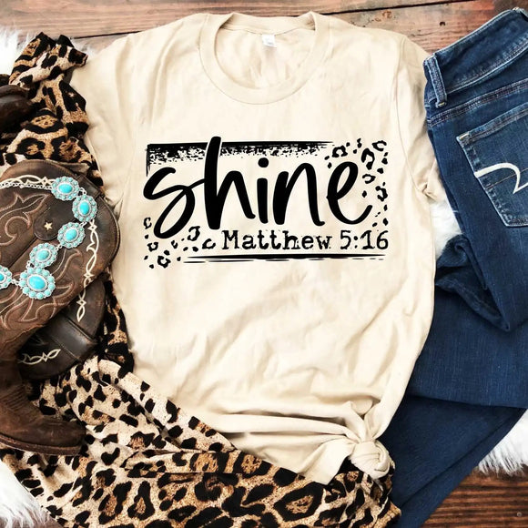 Shine Matthew 5:16 cream Color T-Shirt - Ladies Shirt - graphic t-shirt -  Leopard