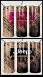 Jeep Pink or Black 20oz Skinny Tumbler custom drinkware - with straw - Stainless Steel cup