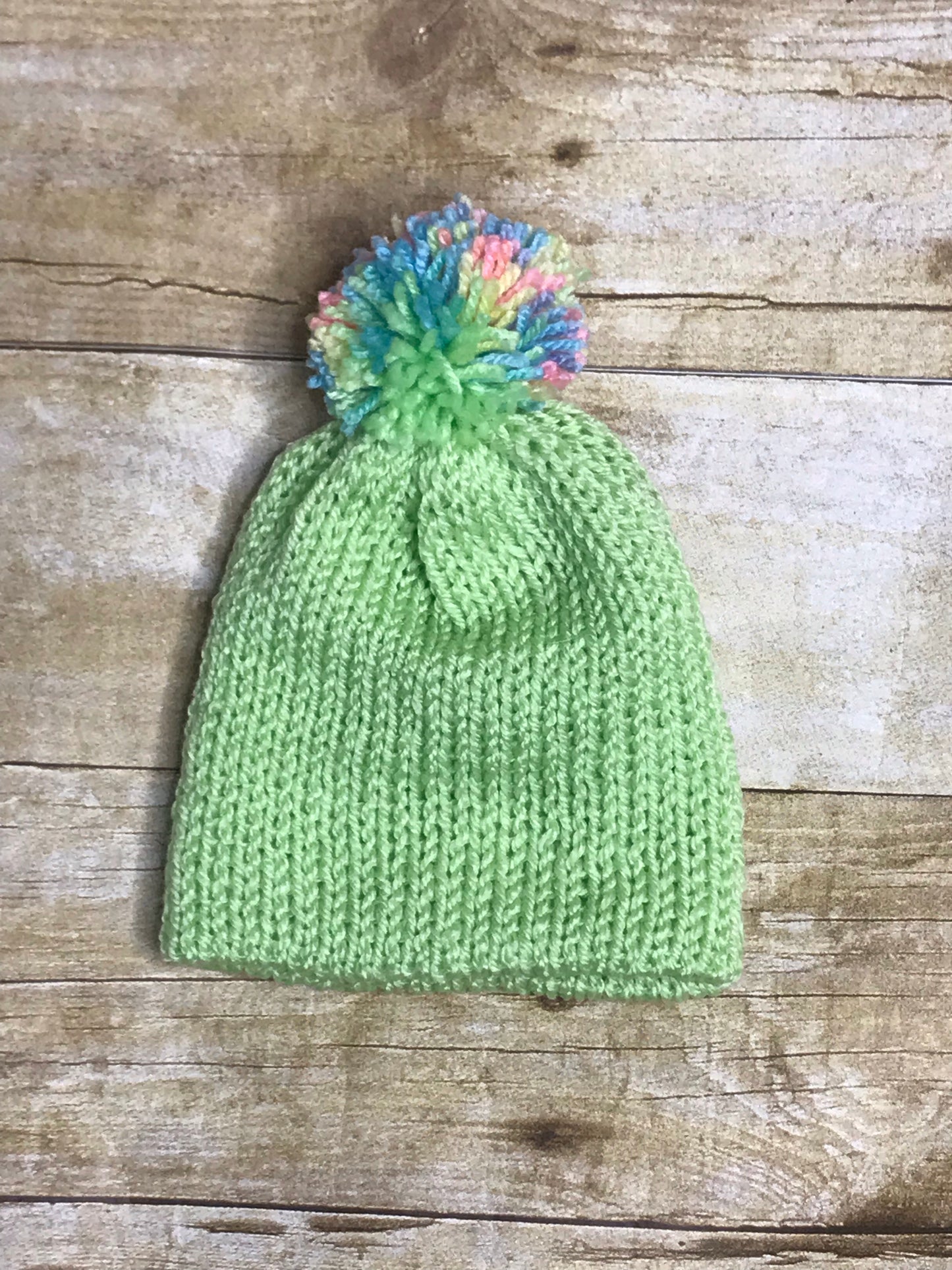 Knit Baby Newborn Beanie Hat - handmade - Pastel colors girls - double layer - knitted