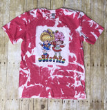 Rainbow Brite & Strawberry Shortcake Ladies print bleached Tee Shirt - Women top - t-shirt