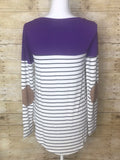 "SALE" Striped and Color Block Long Sleeves Tunic Top - Purple