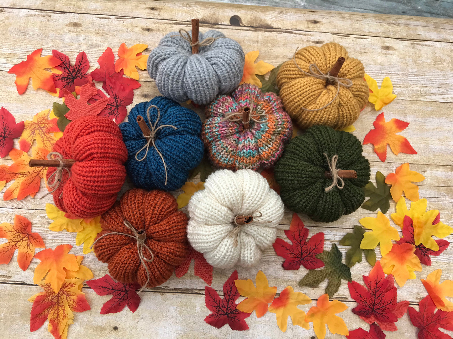 Handmade knitted pumpkins - fall home decorations