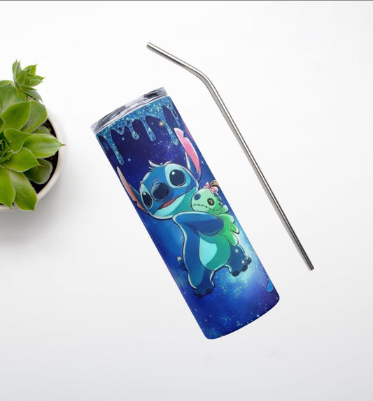 Stitch Character 20oz Skinny Tumbler custom drinkware - with straw Stainless Steel Cup -