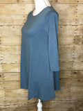BOAT NECK FLARED TUNIC TOP WITH SIDE POCKETS - 3/4 Sleeves - Grey