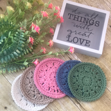 Crochet cotton coasters set of 2, 4, 6 or 8