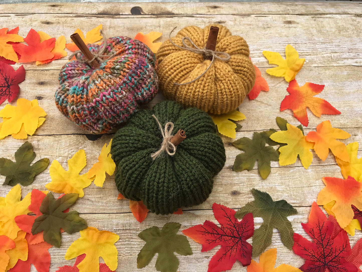 Handmade knitted pumpkins - fall home decorations