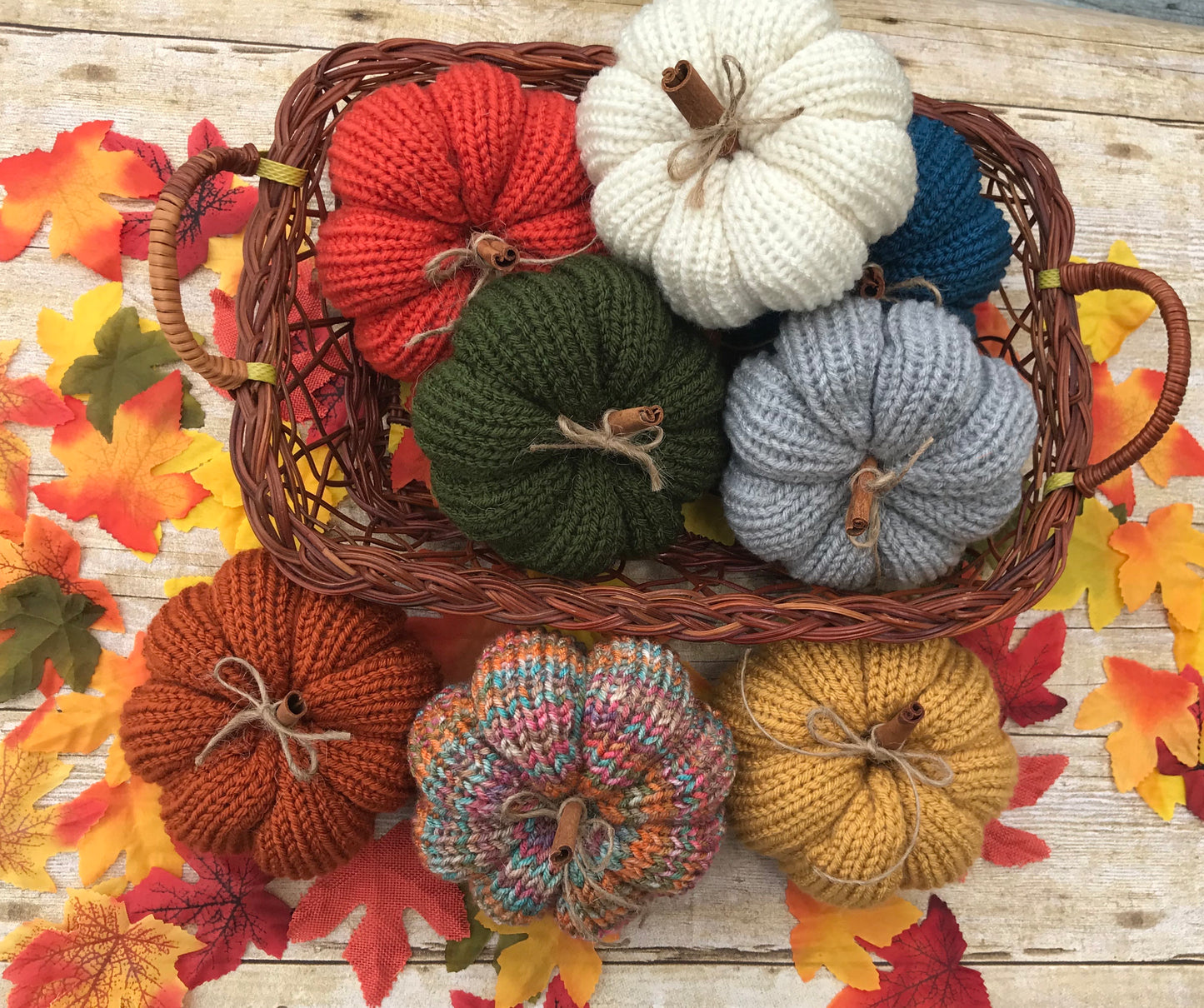 Handmade knitted pumpkins - fall home decorations