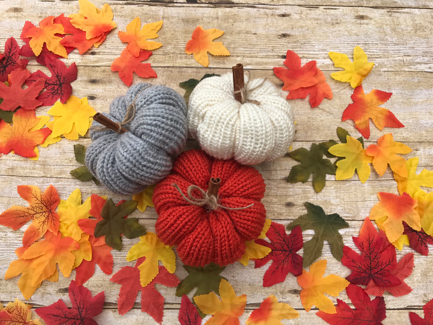 Handmade knitted pumpkins - fall home decorations