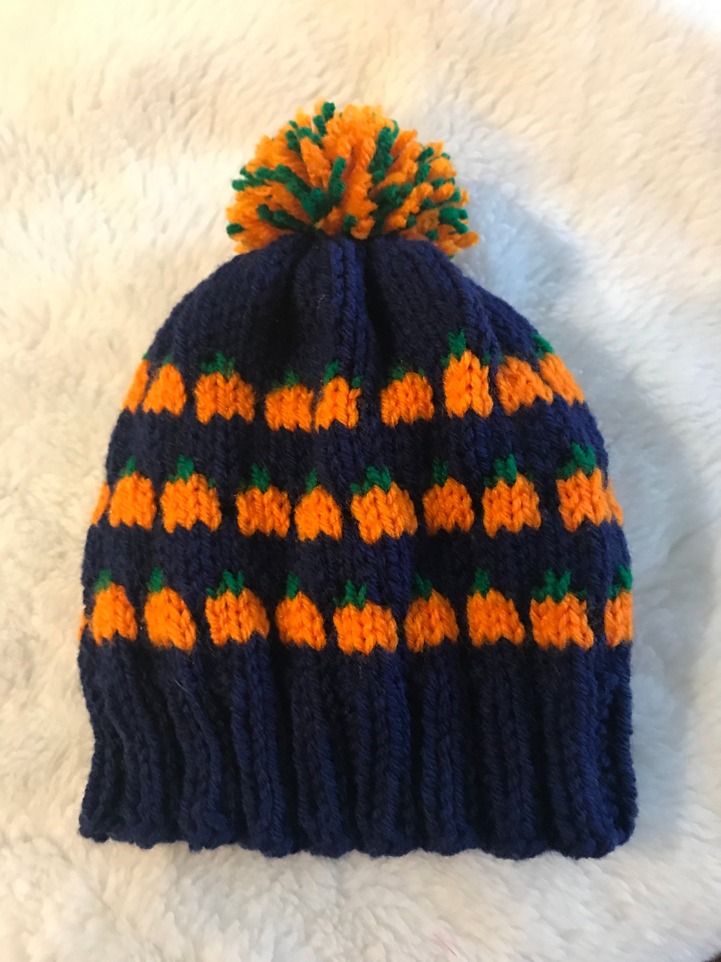 Pumpkin Halloween Fall Hand Knitted Baby Toddler Beanie Hat kids