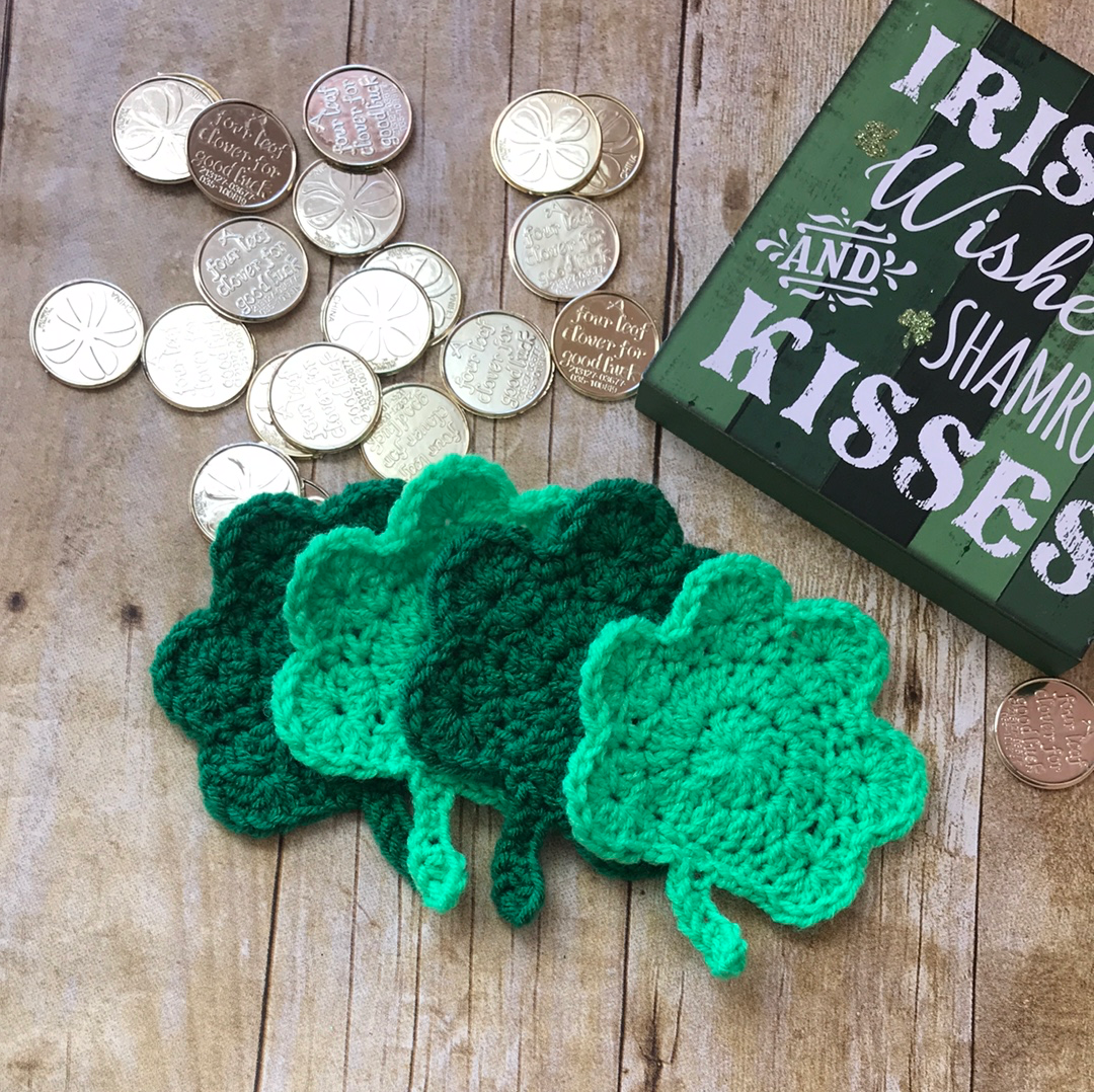 Crochet Shamrock coasters st. Patrick’s Day handmade home accessories