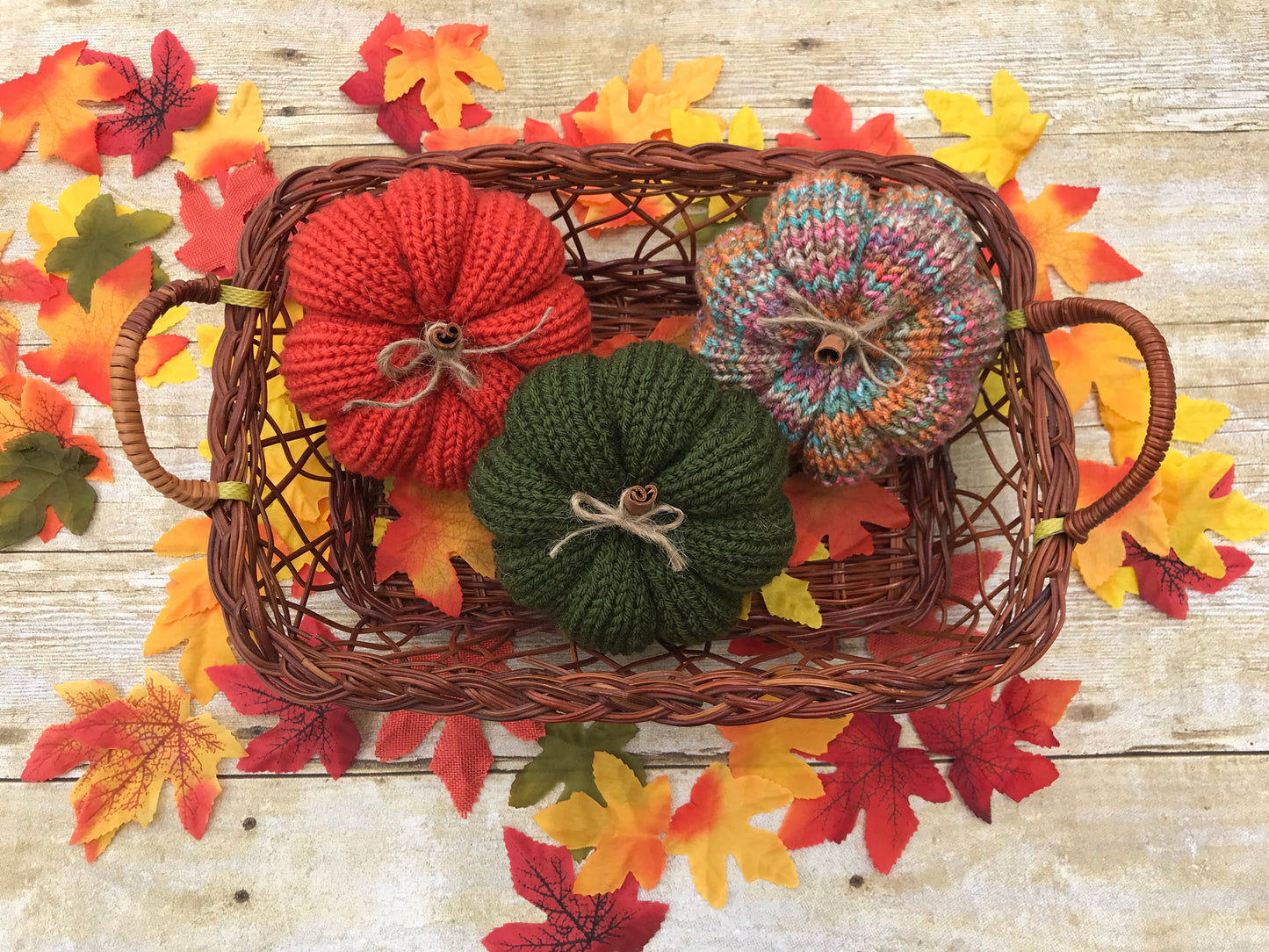 Handmade knitted pumpkins - fall home decorations