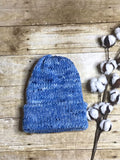 Knit slouch beanie hat fur Pom Pom blue unisex
