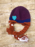 Crochet knit kids Anna Beanie Hat Frozen Handmade