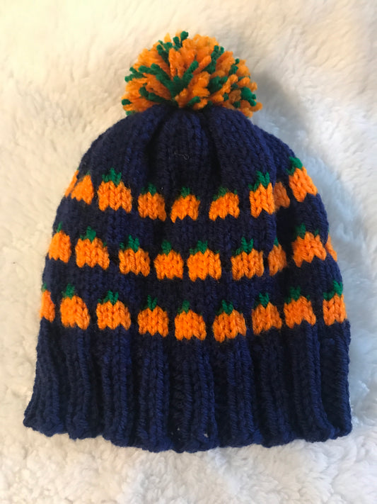 Pumpkin Halloween Fall Hand Knitted Baby Toddler Beanie Hat kids