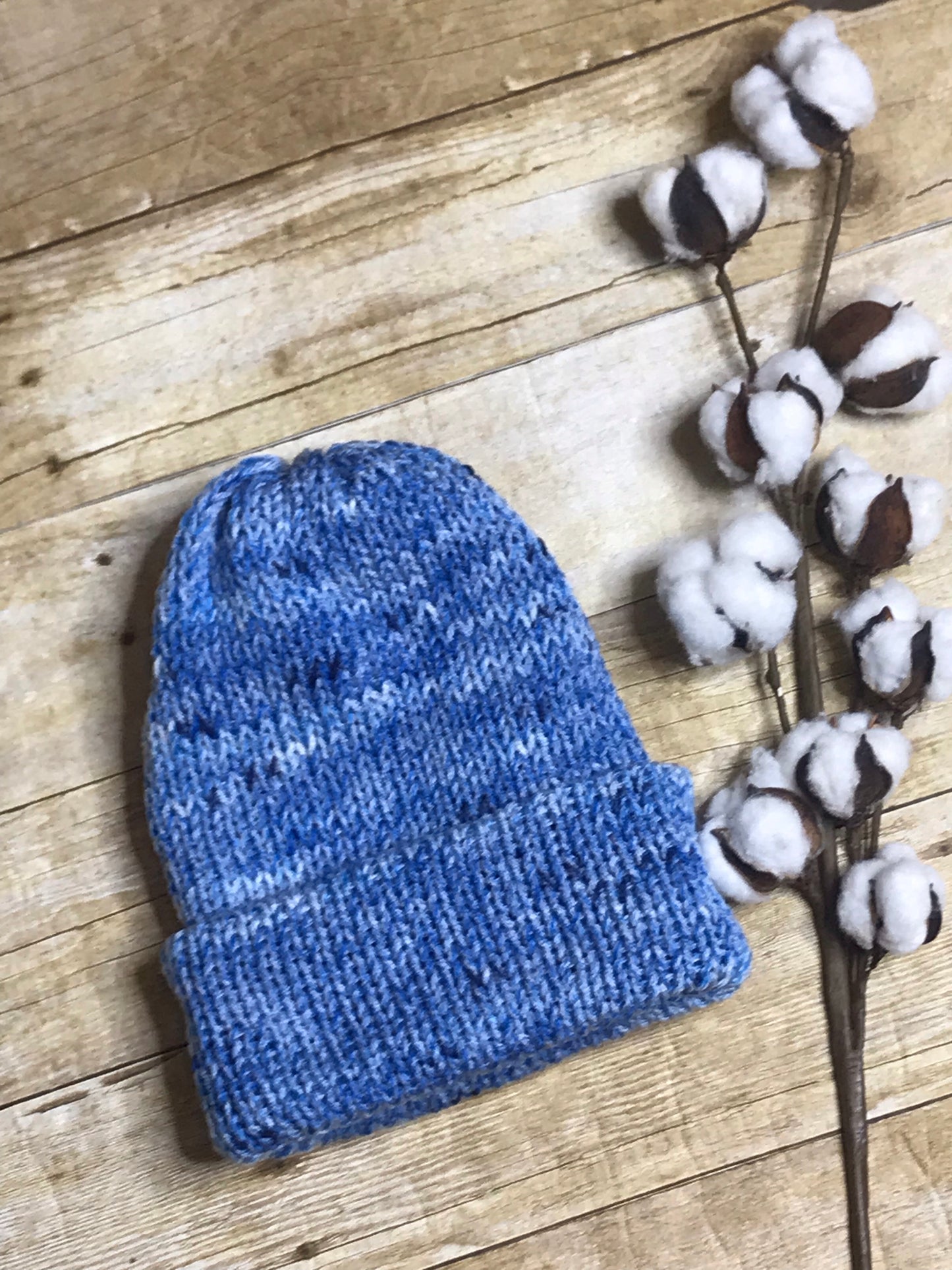 Knit slouch beanie hat fur Pom Pom blue unisex