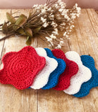 Crochet Star coasters handmade home accessories 4th of July