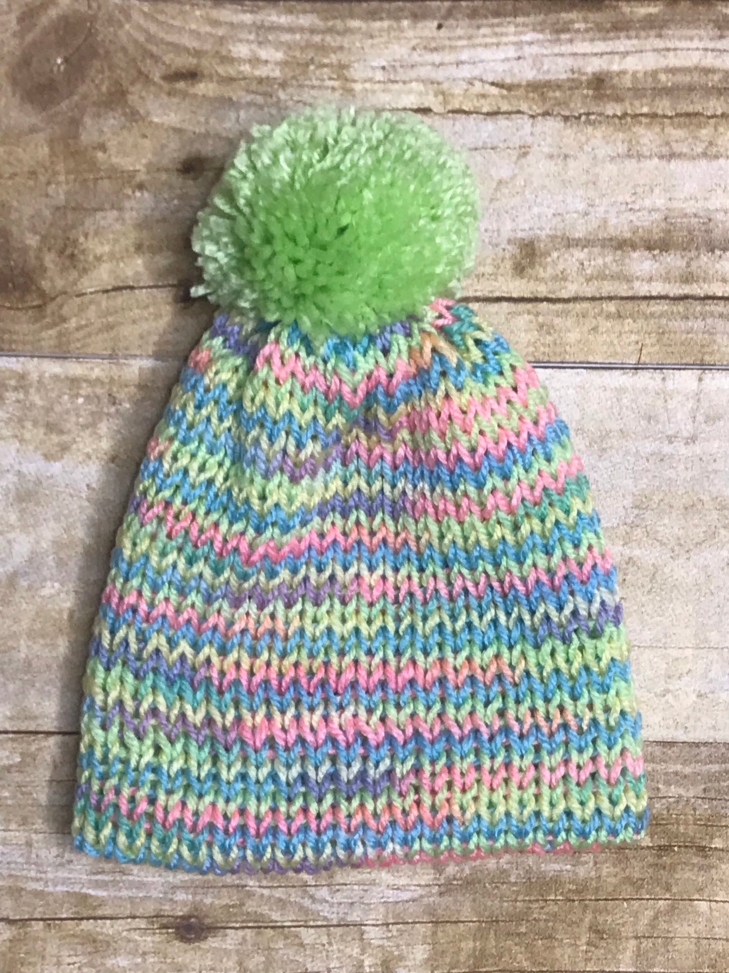 Knit Baby Newborn Beanie Hat - handmade - Pastel colors girls - double layer - knitted