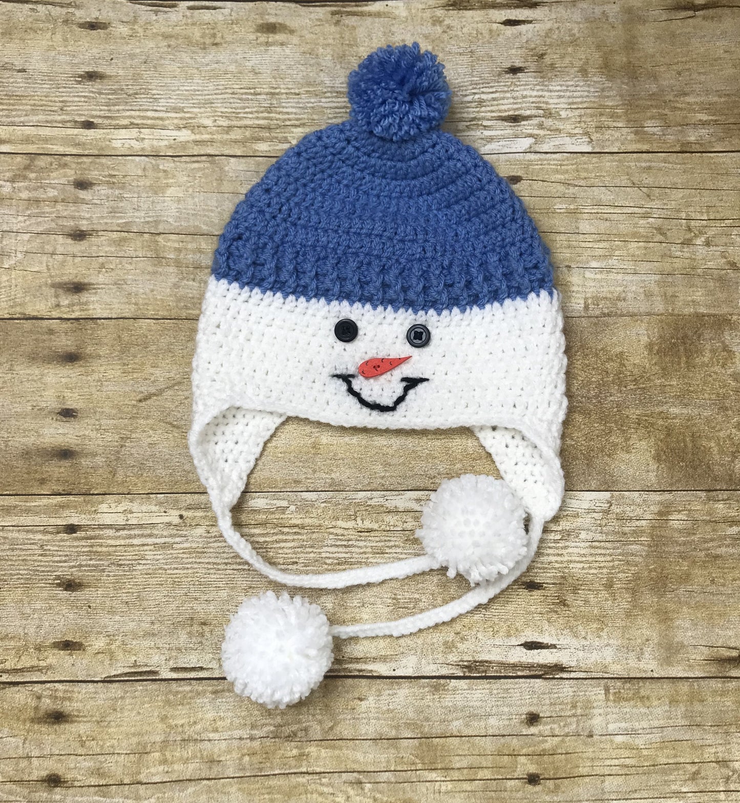 Crochet knit Snowman Baby Toddler kids Beanie Hat