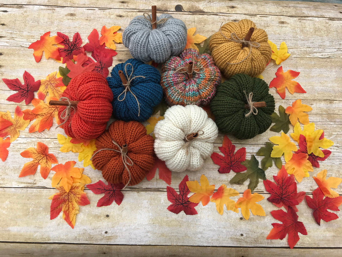 Handmade knitted pumpkins - fall home decorations