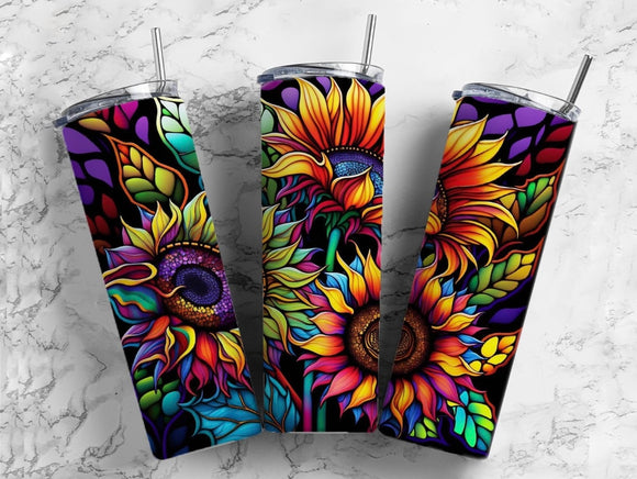 Sunflowers bright and colorful 20oz skinny straight custom made tumbler - drinkware