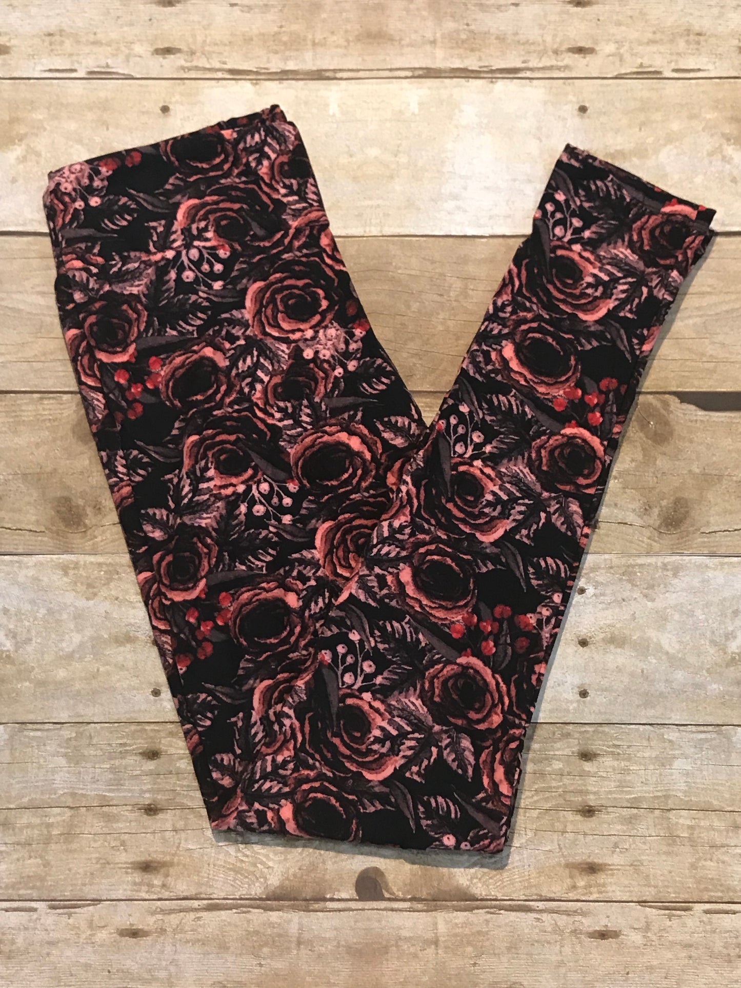 Ladies Floral print ultra soft Leggings - Roses