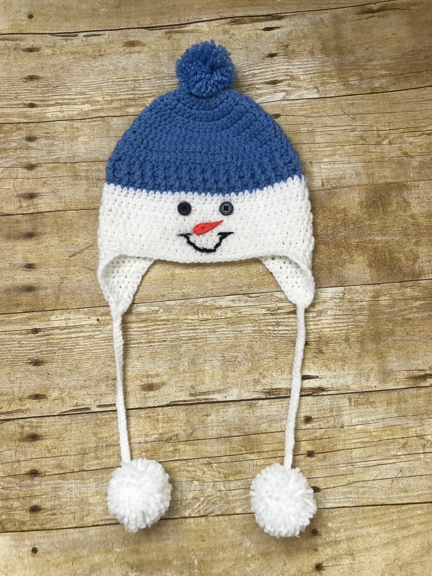 Crochet knit Snowman Baby Toddler kids Beanie Hat