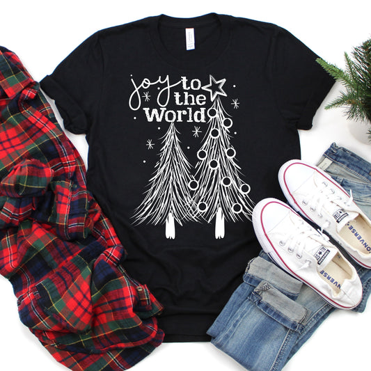 Joy To The World Black color T-Shirt - Ladies Shirt - graphic t-shirt - Christmas top