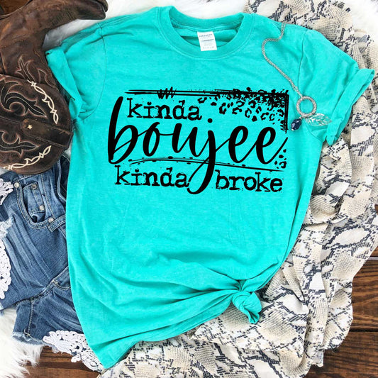 Kinda boujee kinda broke leopard print T-Shirt - Ladies Shirt - graphic t-shirt