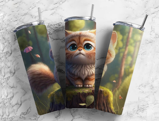 Kitten Kitty Cat 20oz Skinny Straight Tumbler drinkware-with straw -water bottle -coffee mug cup travel tumbler