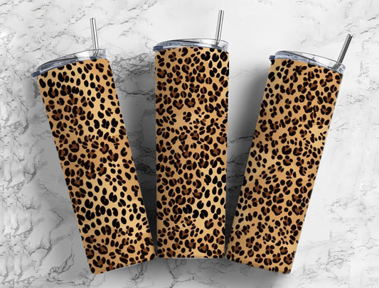 Leopard print tumbler 20oz Skinny Straight Tumbler drinkware-with straw -water bottle -coffee mug cup travel tumbler