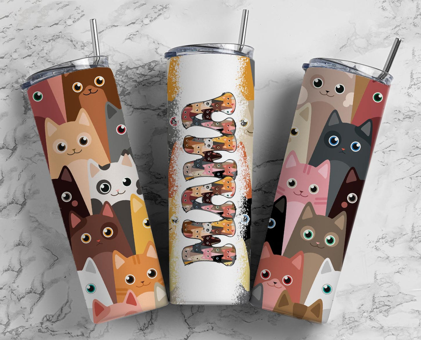 Mama Cat 20oz Skinny Straight Tumbler drinkware-with straw -water bottle -coffee mug cup travel tumbler