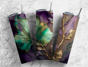 Marble leaves Tumbler 20oz Skinny Straight Tumbler drinkware-with straw -water bottle -coffee mug cup travel tumbler
