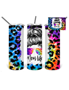 Mom Life 20oz Skinny Tumbler custom drink wear - with straw - Stainless Steel cup