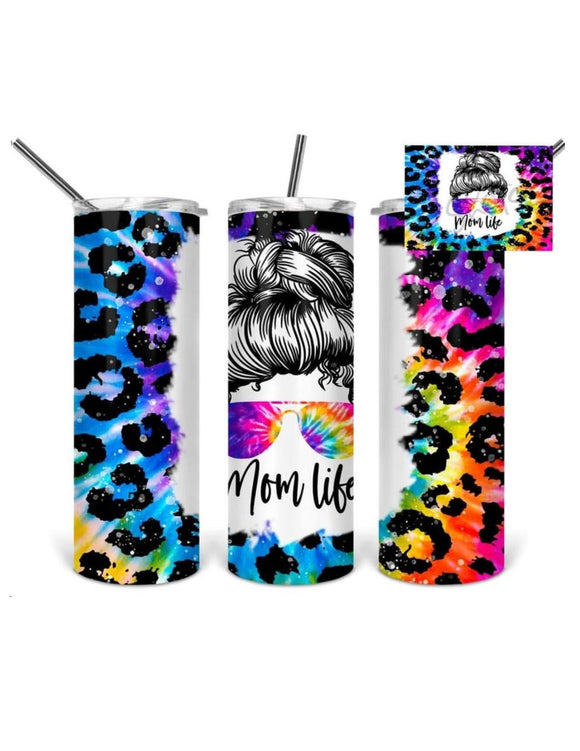 Mom Life 20oz Skinny Tumbler custom drink wear - with straw - Stainless Steel cup
