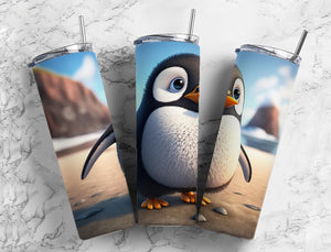 Penguin cute 20oz Skinny Straight Tumbler drinkware-with straw -water bottle -coffee mug cup travel tumbler