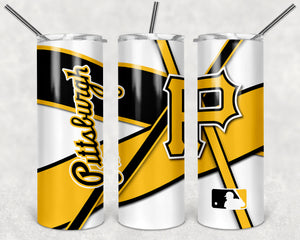 Pittsburg Pirates 20oz Skinny Tumbler custom drinkware - with straw - Stainless Steel cup - Baseball