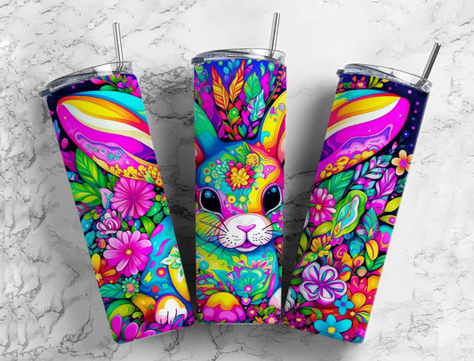 Rabbit bright colorfuf 20oz Skinny Straight Tumbler drinkware-with straw -water bottle -coffee mug cup travel tumbler