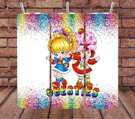 Rainbow Brite Strawberry Shortcake 20oz Skinny Tumbler custom drinkware - with straw - Stainless Steel cup