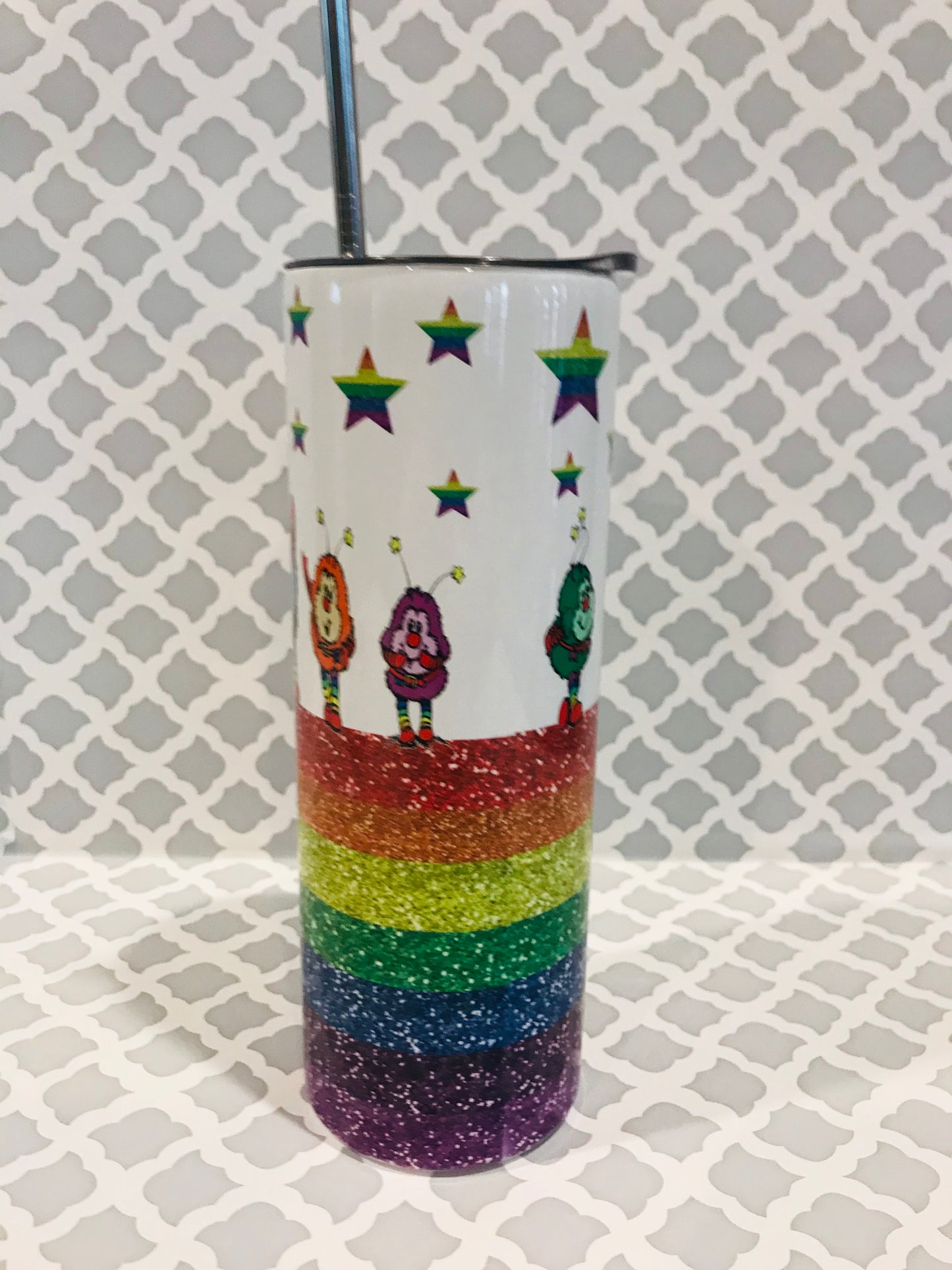 Rainbow Brite Custom 20 oz Skinny Tumbler - Drinkware with Straw -Stainless Steel Cup