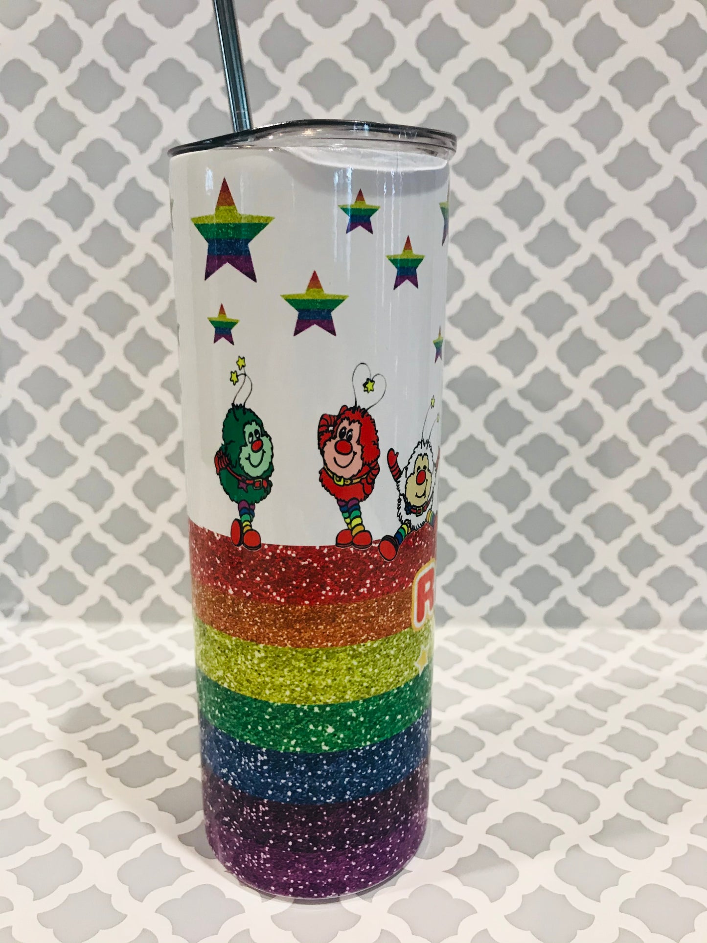 Rainbow Brite Custom 20 oz Skinny Tumbler - Drinkware with Straw -Stainless Steel Cup