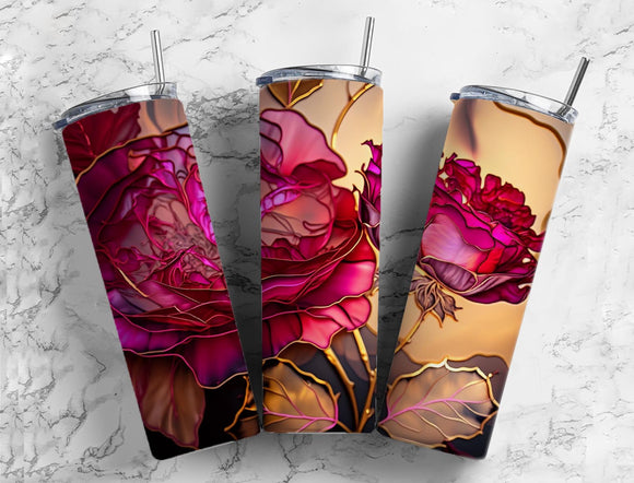 Roses 20oz Skinny Straight Tumbler drinkware-with straw -water bottle -coffee mug cup travel tumbler
