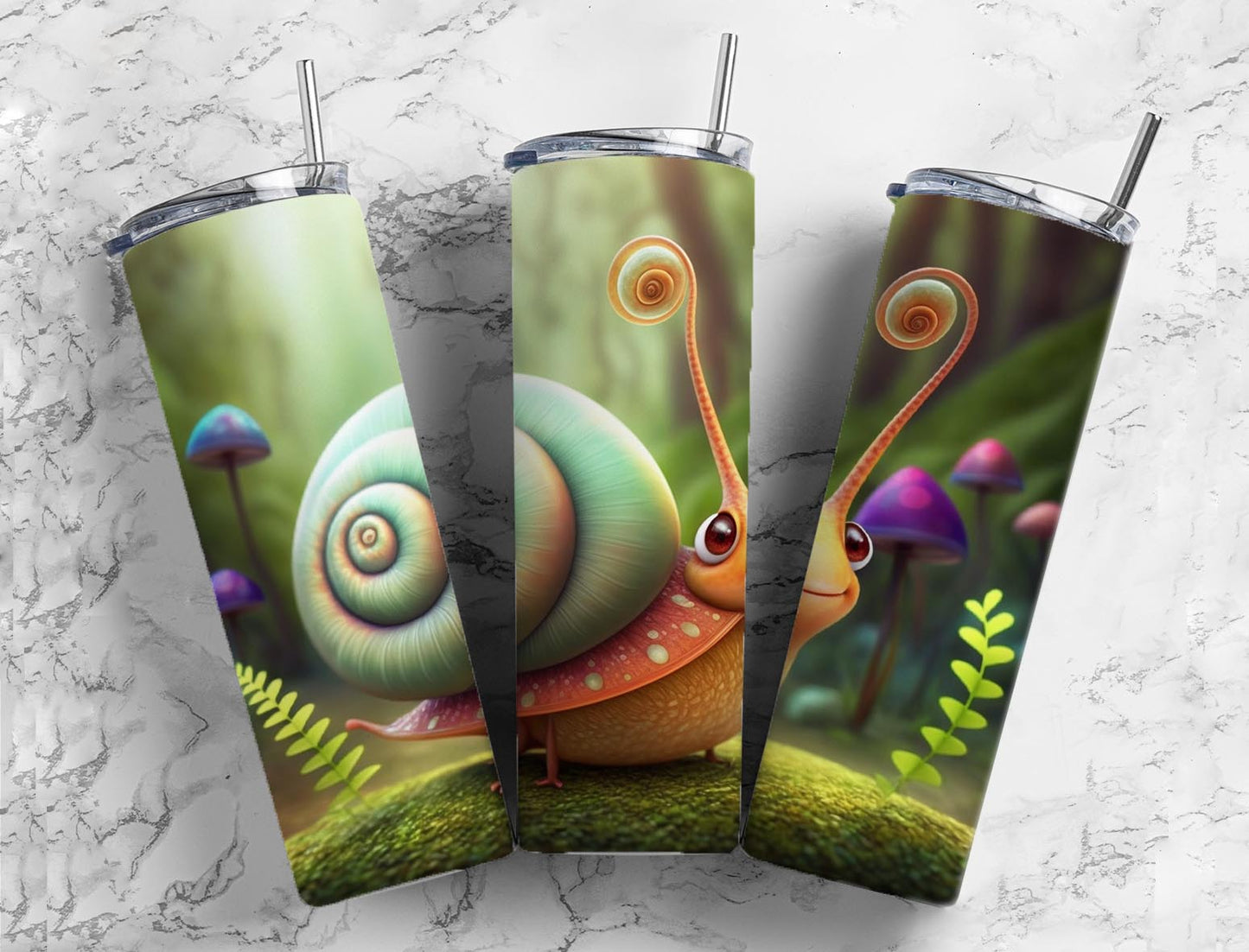 Snail 20oz Skinny Straight Tumbler drinkware-with straw -water bottle -coffee mug cup travel tumbler