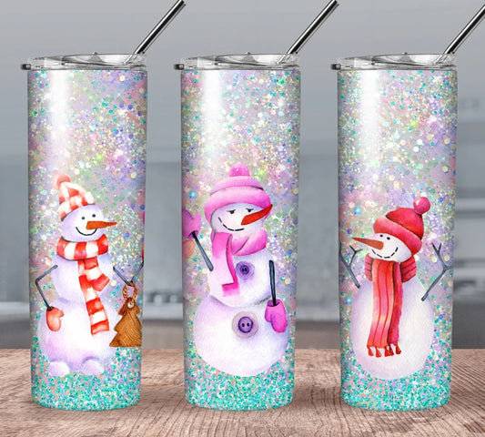 Snowman Christmas 20oz Skinny Tumbler custom drinkware - with straw Stainless Steel Cup-