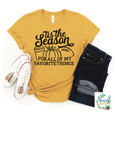 Tis The Season Mustard Color T-Shirt - Ladies Shirt - graphic t-shirt - Fall, Halloween, Thanksgiving t-shit