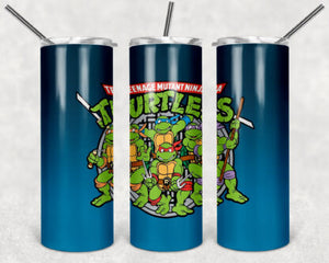 Ninja Turtles 20oz Skinny Tumbler custom drinkware - with straw - Stainless Steel cup- TMNT